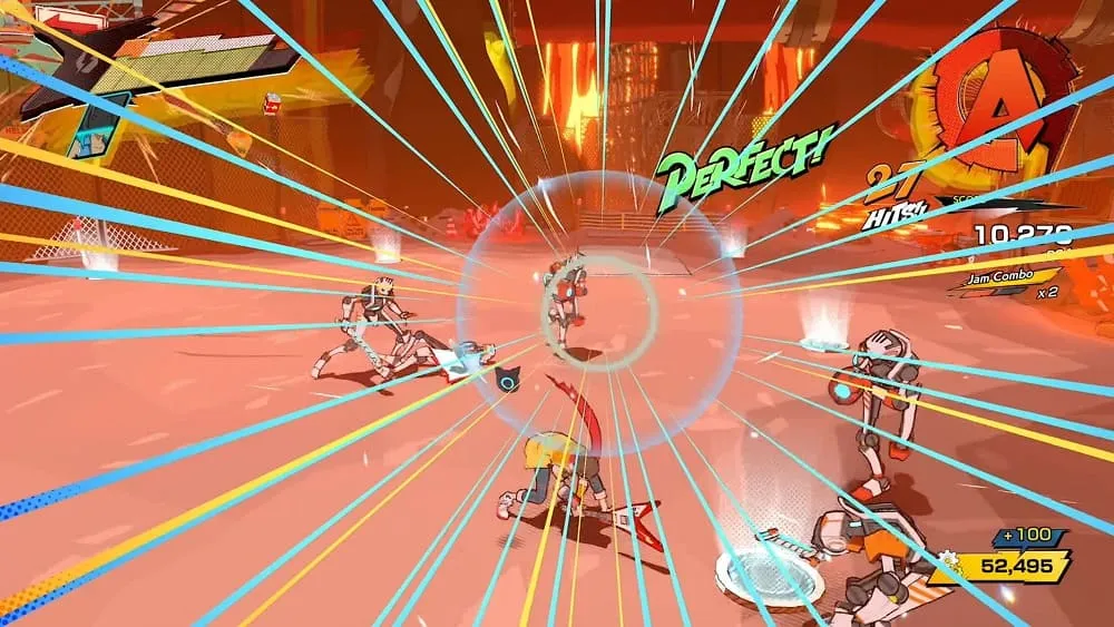 ฉากต่อสู้ที่ต้องกดให้ตรงตามจังหวะบีทในเกม Hi-Fi Rush By KUBET